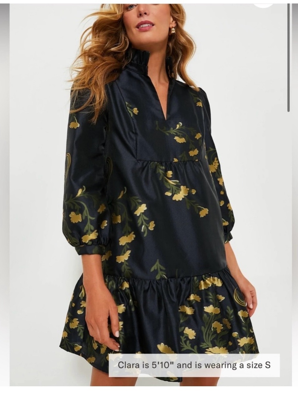 Tuckernuck Black Dress with Yellow Floral Print